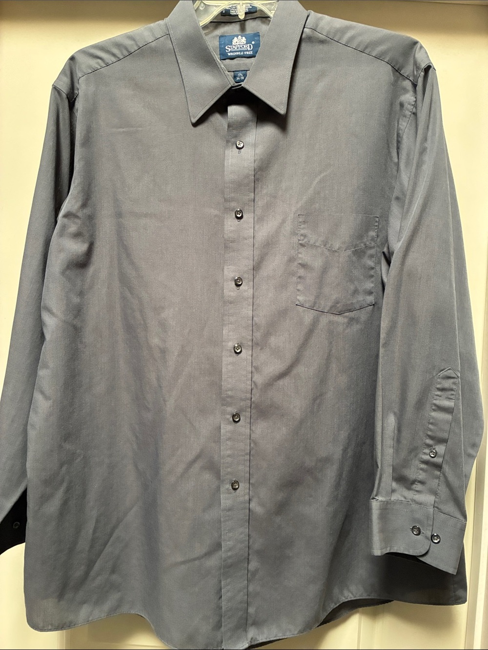 Stafford Men's Button-Front Long Sleeve Dress Shirt - Slate Blue